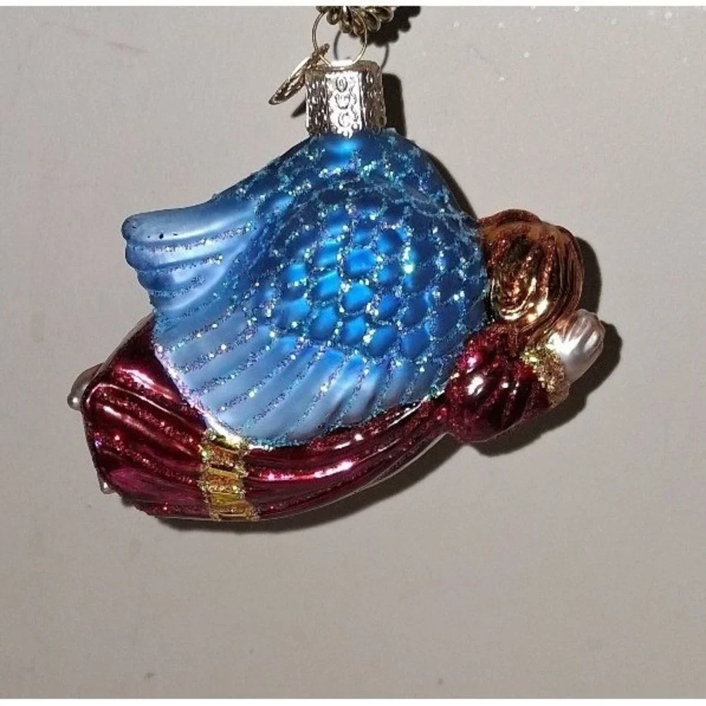 Old World Christmas Flying Angel Glass Christmas Ornament Hand Painted 3.5